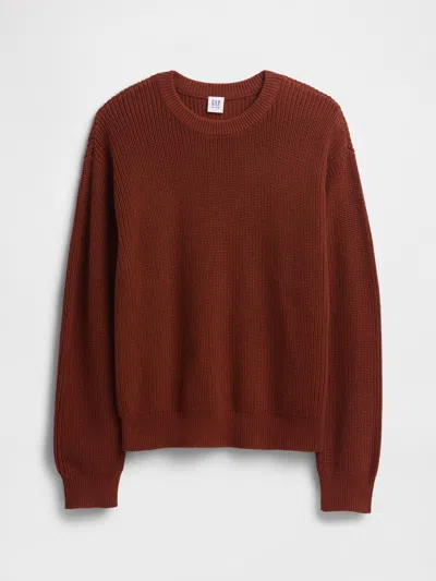 Gap Factory Kids Relaxed Shaker-stitch Crewneck Sweater In Brown