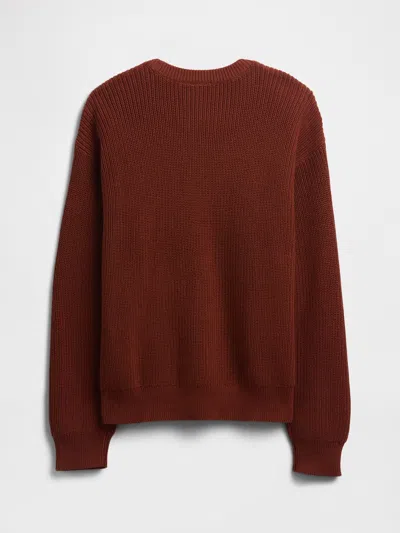 Gap Factory Kids Relaxed Shaker-stitch Crewneck Sweater In Brown