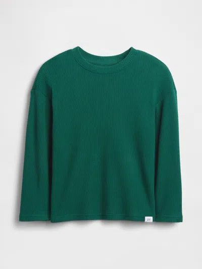 Gap Factory Babygap Waffle-knit Crewneck T-shirt In Green