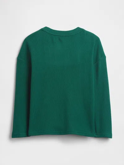 Gap Factory Babygap Waffle-knit Crewneck T-shirt In Green