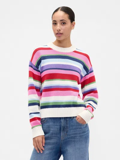 Gap Factory Relaxed Stripe Cropped Sweater In Multi