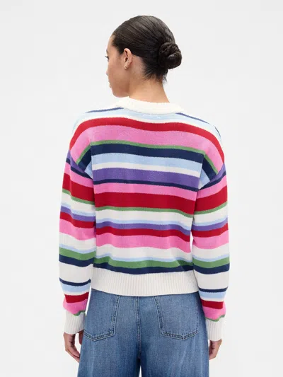 Gap Factory Relaxed Stripe Cropped Sweater In Multi