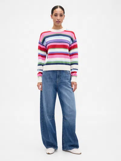 Gap Factory Relaxed Stripe Cropped Sweater In Multi