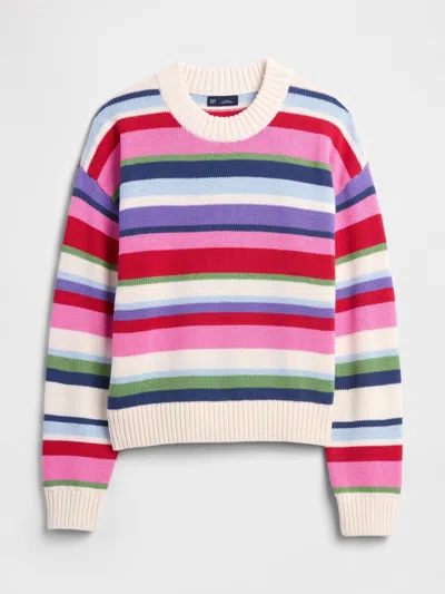 Gap Factory Relaxed Stripe Cropped Sweater In Multi