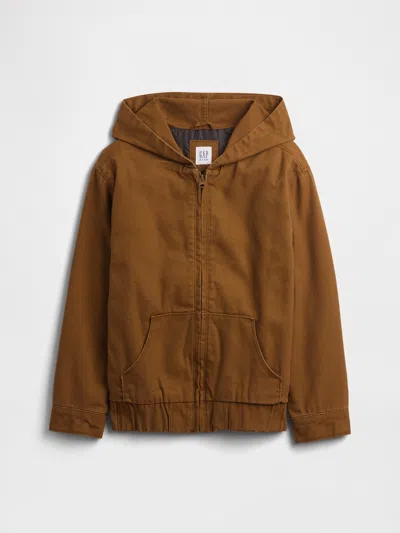 Gap Factory Kids Relaxed Canvas Utility Jacket In Brown