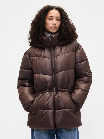 Gap Factory Coldcontrol Max Midi Puffer Coat In Brown