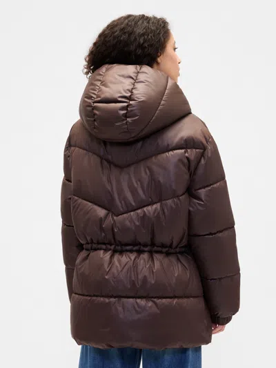 Gap Factory Coldcontrol Max Midi Puffer Coat In Brown