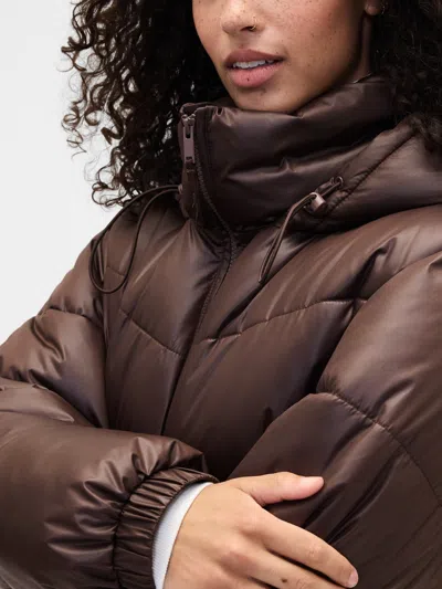 Gap Factory Coldcontrol Max Midi Puffer Coat In Brown