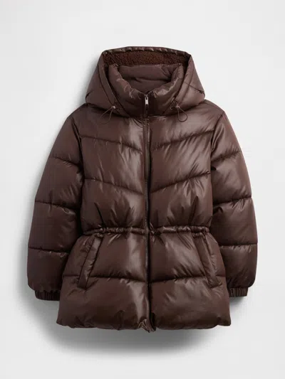 Gap Factory Coldcontrol Max Midi Puffer Coat In Brown