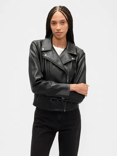 Gap Factory Vegan-leather Moto Jacket In Black