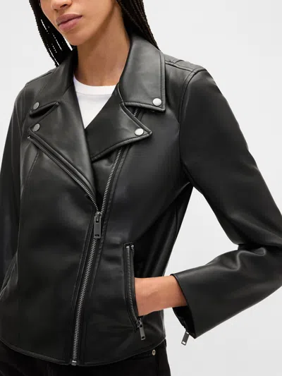 Gap Factory Vegan-leather Moto Jacket In Black