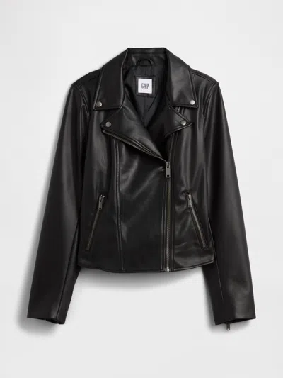 Gap Factory Vegan-leather Moto Jacket In Black