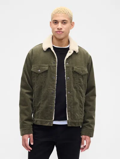 Gap Factory Sherpa-lined Icon Corduroy Jacket In Green