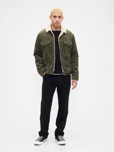 Gap Factory Sherpa-lined Icon Corduroy Jacket In Green