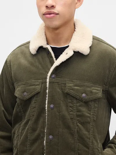 Gap Factory Sherpa-lined Icon Corduroy Jacket In Green