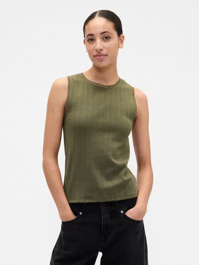Gap Factory Sleeveless Pointelle Top In Green