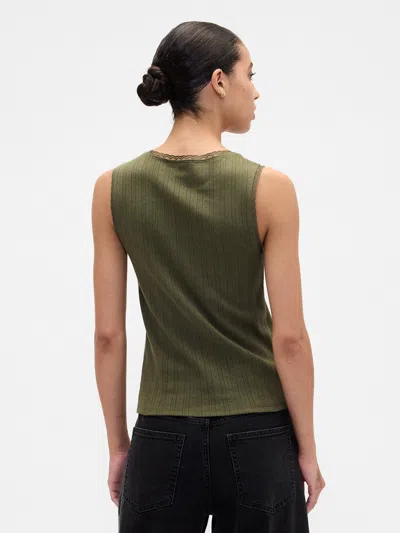 Gap Factory Sleeveless Pointelle Top In Green