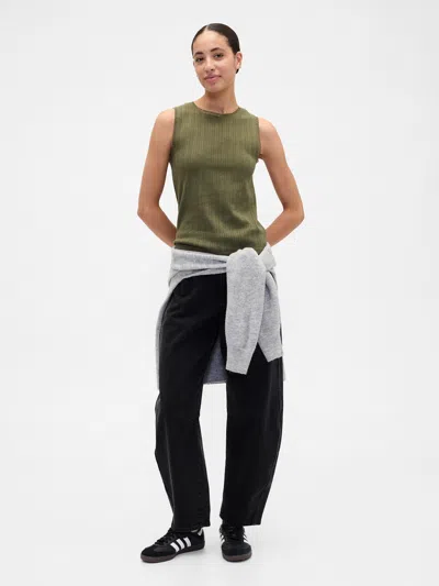 Gap Factory Sleeveless Pointelle Top In Green