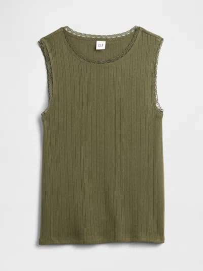 Gap Factory Sleeveless Pointelle Top In Green