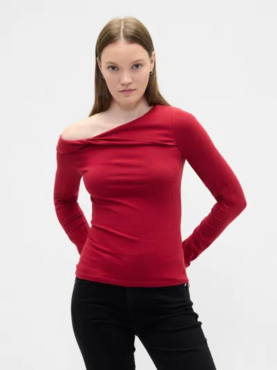 Gap Factory Stretch One-shoulder Top In Red
