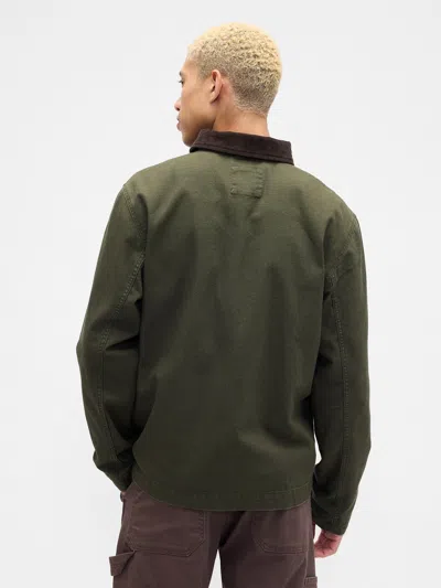 Gap Factory Relaxed Canvas Barn Jacket In Green