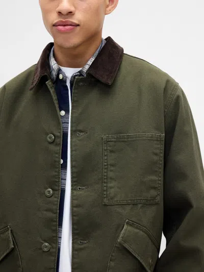 Gap Factory Relaxed Canvas Barn Jacket In Green