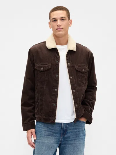 Gap Factory Sherpa-lined Icon Corduroy Jacket In Brown