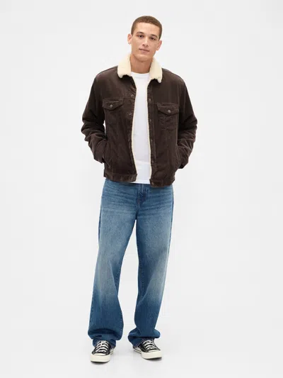 Gap Factory Sherpa-lined Icon Corduroy Jacket In Brown