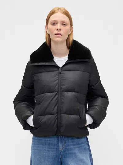 Gap Factory 100% Recycled Relaxed Short Puffer Jacket In Black