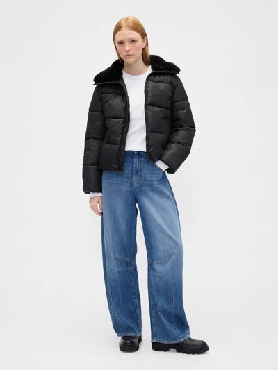 Gap Factory 100% Recycled Relaxed Short Puffer Jacket In Black