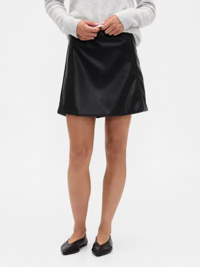 Gap Factory Vegan-leather Mini Skirt In Black