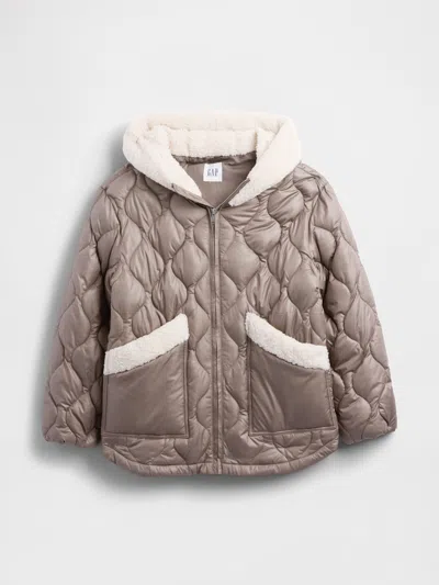 Gap Factory 100% Recycled Relaxed Sherpa-trim Jacket In Neutral