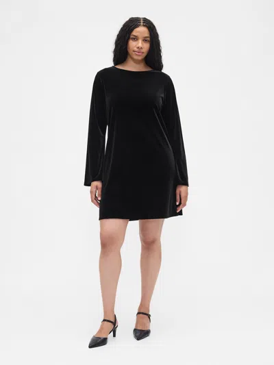 Gap Factory Satin Boatneck Mini Dress In Black