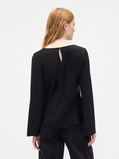 Gap Factory Velour Bell Sleeve Boatneck T-shirt In Black