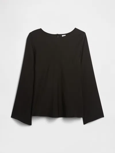 Gap Factory Velour Bell Sleeve Boatneck T-shirt In Black