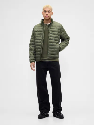 Gap Factory Coldcontrol 100% Recycled Relaxed Puffer Jacket In Green