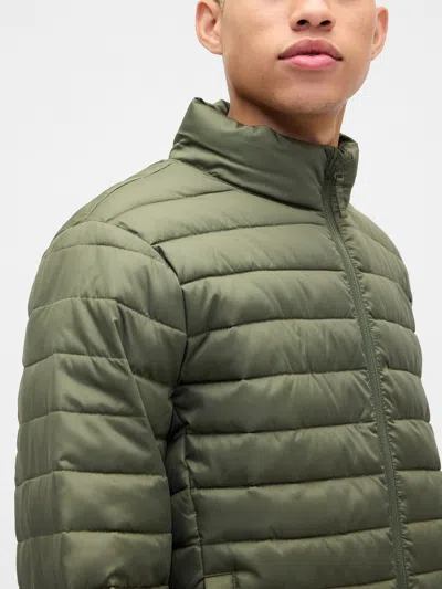 Gap Factory Coldcontrol 100% Recycled Relaxed Puffer Jacket In Green