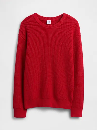 Gap Factory Kids Relaxed Shaker-stitch Crewneck Sweater In Red