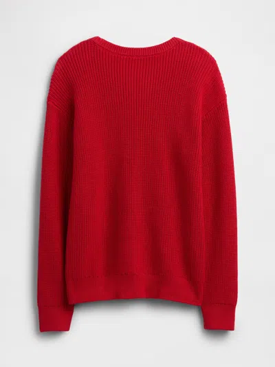 Gap Factory Kids Relaxed Shaker-stitch Crewneck Sweater In Red
