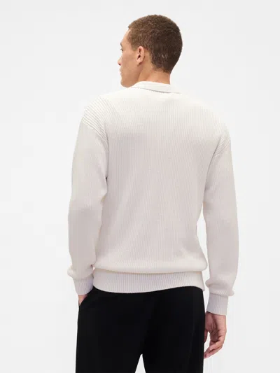 Gap Factory Relaxed Ribbed Sweater Polo Shirt Shirt In White