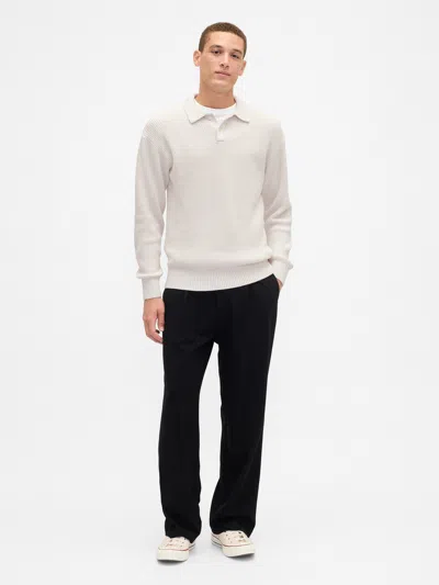 Gap Factory Relaxed Ribbed Sweater Polo Shirt Shirt In White