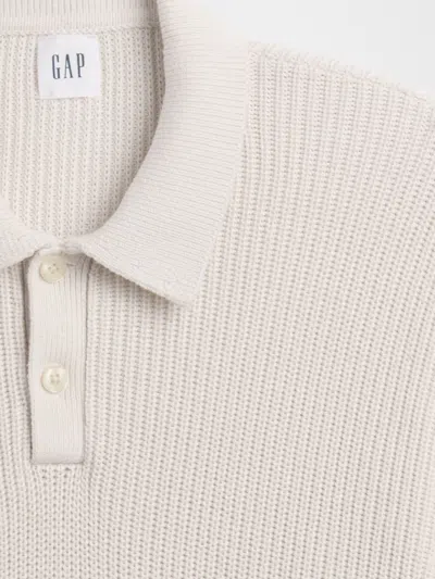 Gap Factory Relaxed Ribbed Sweater Polo Shirt Shirt In White