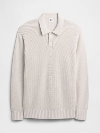 Gap Factory Relaxed Ribbed Sweater Polo Shirt Shirt In White
