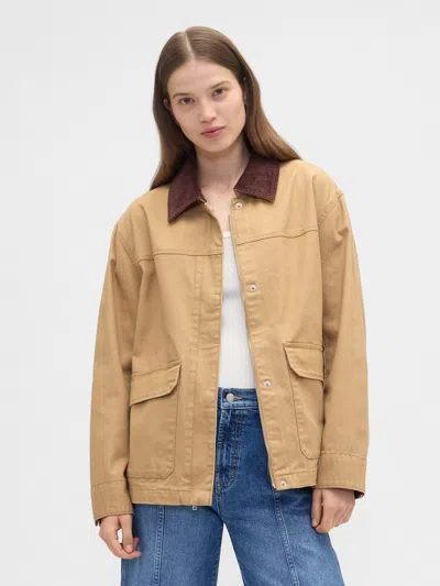 Gap Factory Relaxed Canvas Barn Jacket In Brown