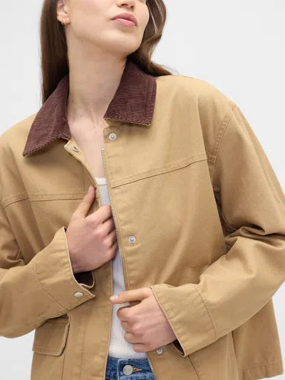 Gap Factory Relaxed Canvas Barn Jacket In Brown