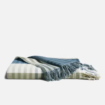 Brooklinen Bayside Windowpane Throw Blanket In Fresh Moss In Multi