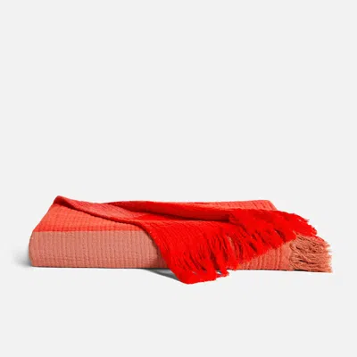 Brooklinen Pop Check Throw Blanket In Cherry In Red