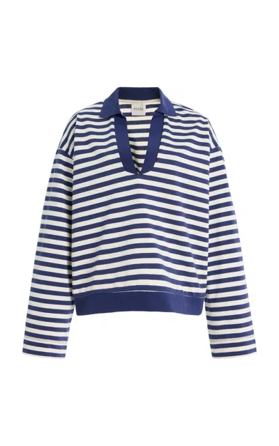 Posse Haisley Striped Cotton Polo Shirt In Blue
