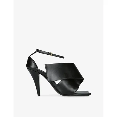 Givenchy Sliced Square Heeled Sandals In Leather In Black