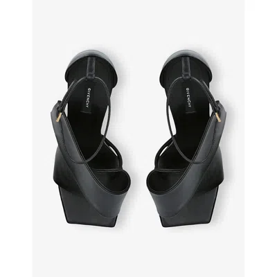 Givenchy Sliced Square Heeled Sandals In Leather In Black